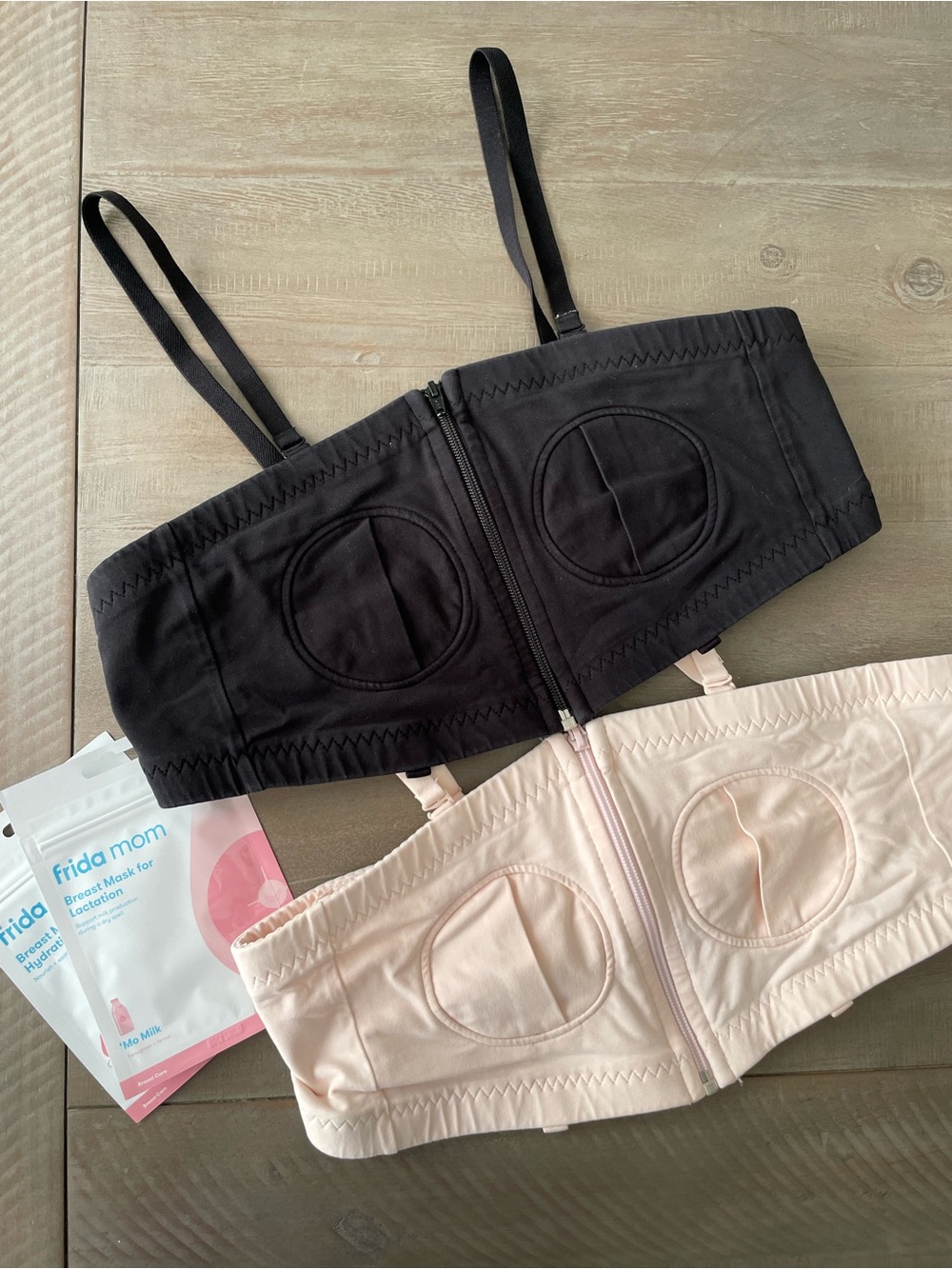 Simple Wishes pumping Bra set adjustable Bandeau - Black Light Pink